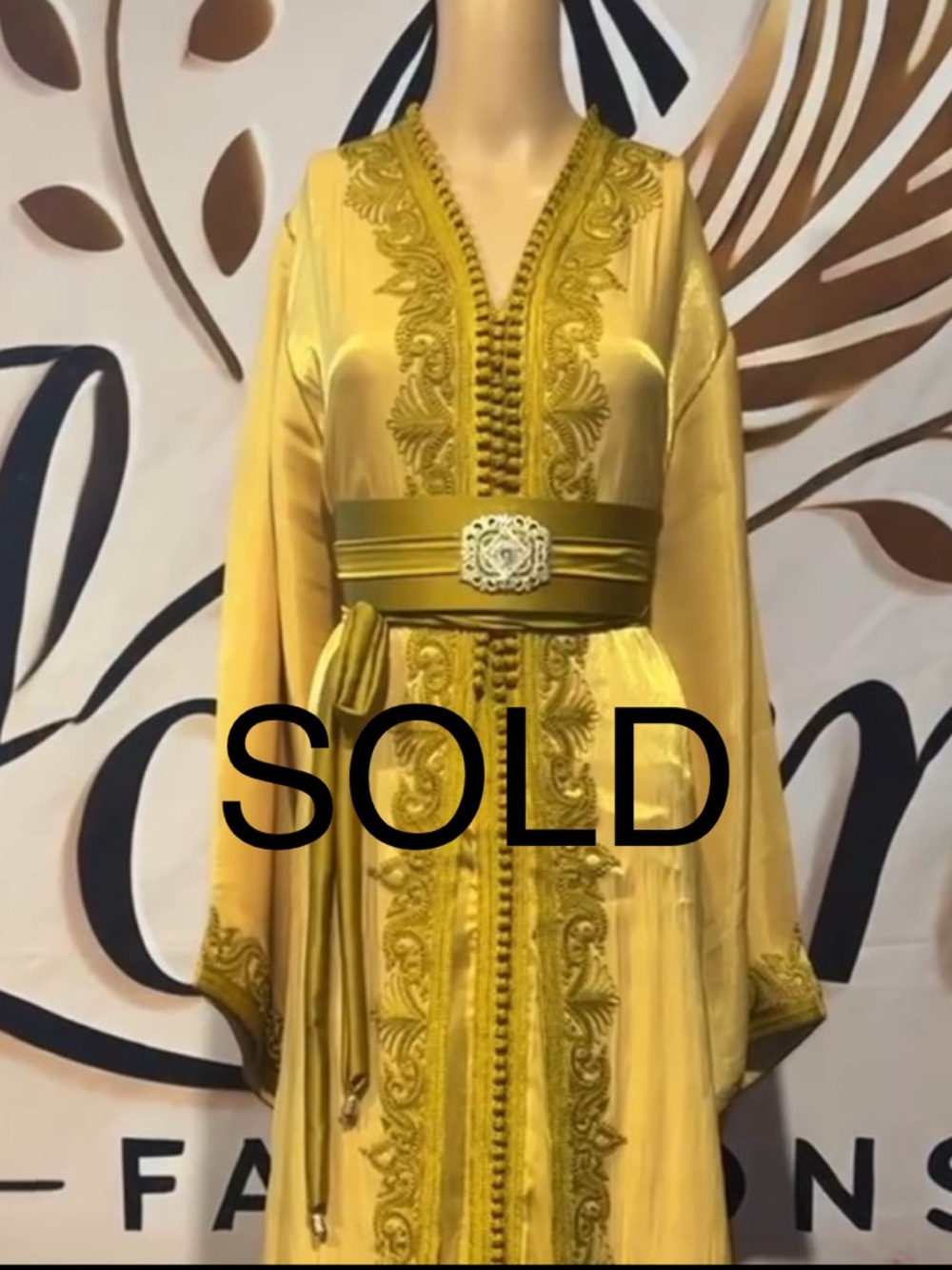 SOLD SOLD SOLD 
Elegant Gold Embroidered kaftan morrocan style organza